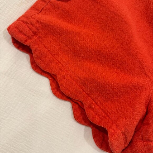 Cynthia Rowley Red Linen Blend Scalloped Hem Shorts Women’s Size 10 Lined, Side - Picture 7 of 15